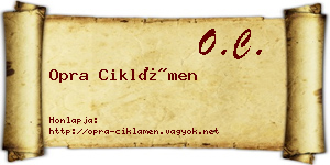 Opra Ciklámen névjegykártya